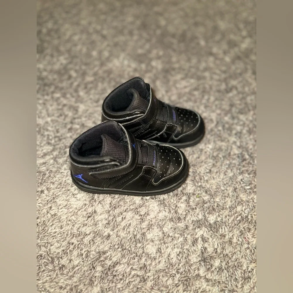 2016 Toddler Baby Jordan 1 Flight 4 Sneakers Sz 7C Black & Blue